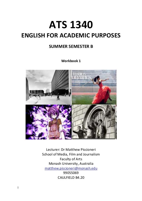 ATS1340 ENGLISH FOR ACADEMIC PURPOSES WORKBOOK 1 ISSUE 2