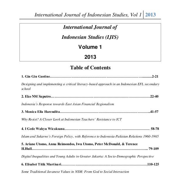 International Journal of Indonesian Studies Volume 1, Issue 1