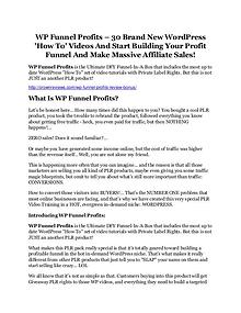 WP Funnel Profits review - A cool weapon!