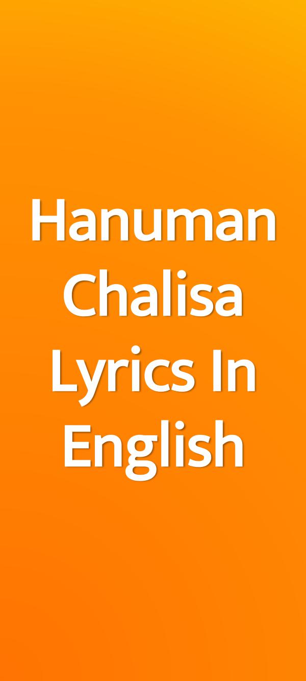 Hanuman Chalisa Engilsh Lyrics 1
