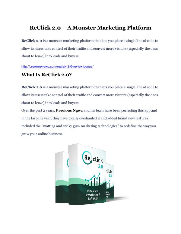 ReClick 2.0 Review-(GIANT) bonus & discount ReClick 2.0 Review
