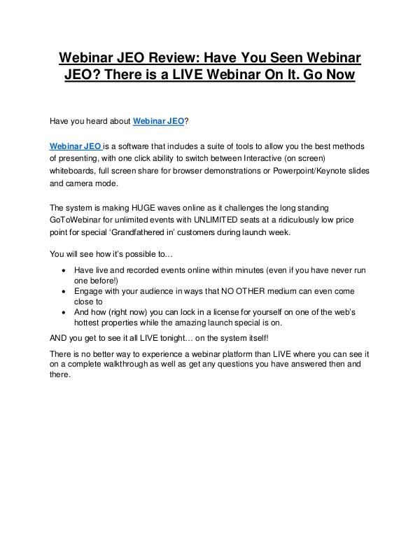 Webinar JEO review & bonus - I was Shocked! Webinar JEO Review and Premium $14,700 Bonus