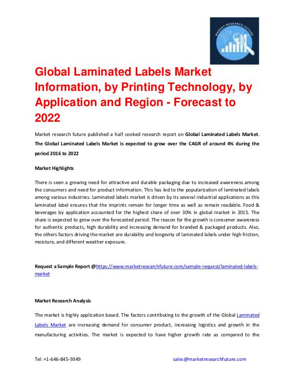 Shrink Sleeve Labels Market 2016 market Share, Regional Analysis and Global Laminated Labels Market