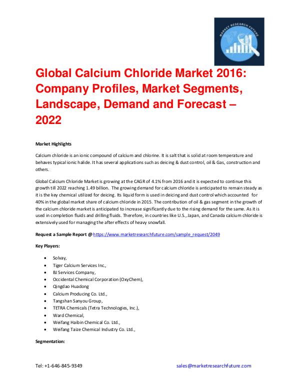 Shrink Sleeve Labels Market 2016 market Share, Regional Analysis and Global Calcium Chloride Market