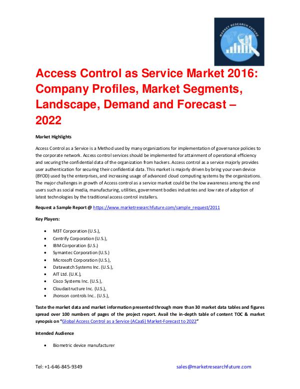 Access Control as a Service Market