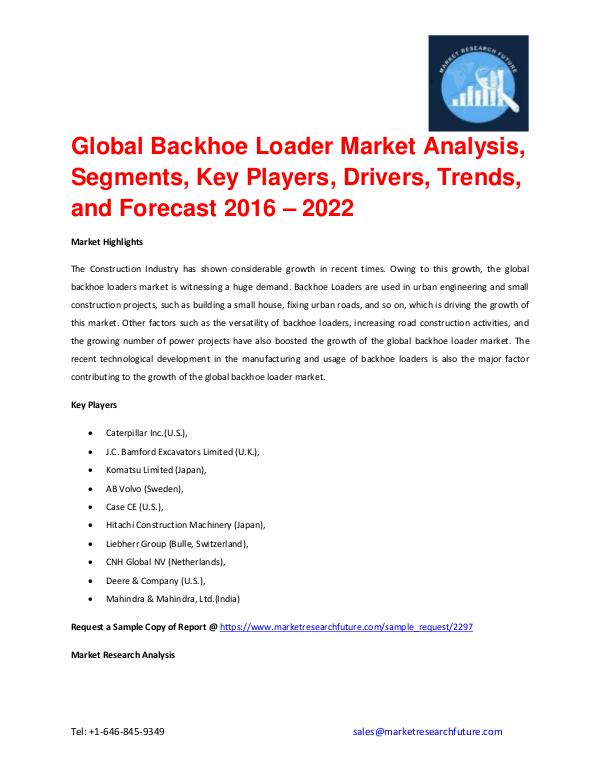 Global Backhoe Loader Market Analysis 2016-2022