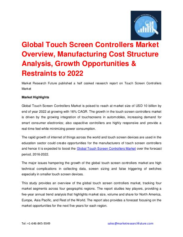 Global Touch Screen Controllers Market is expected