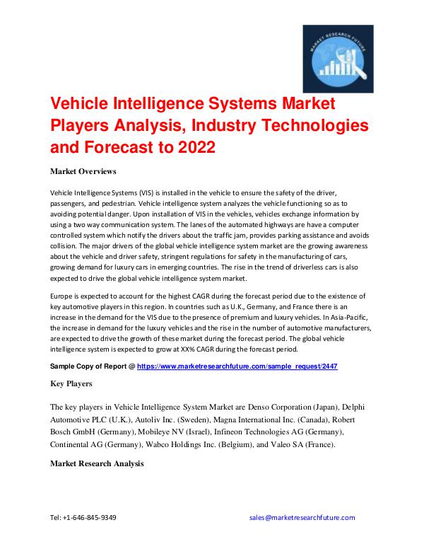 Vehicle Intelligence Systems Market 2016: Company