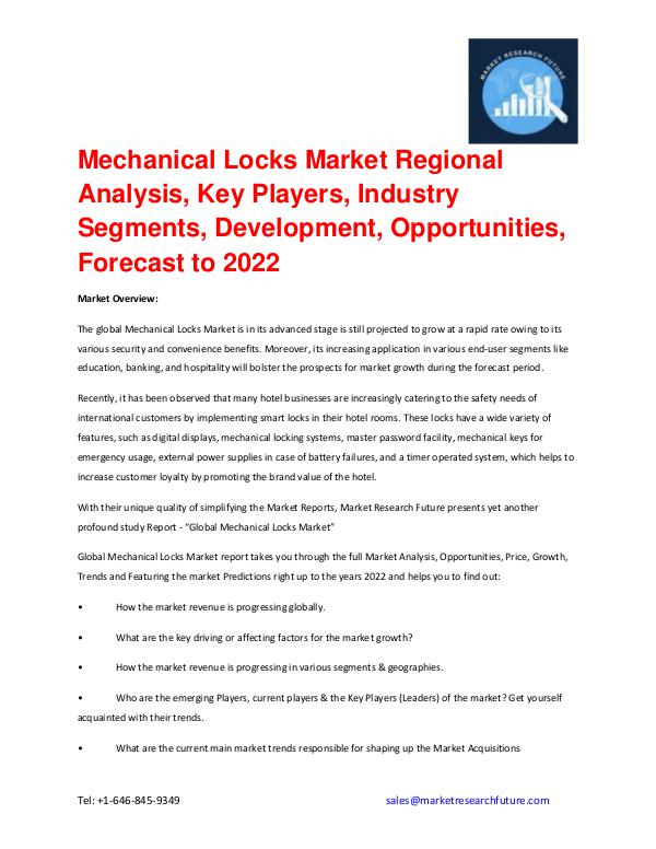 Mechanical Locks Market 2016 to 2022 Industry, Siz
