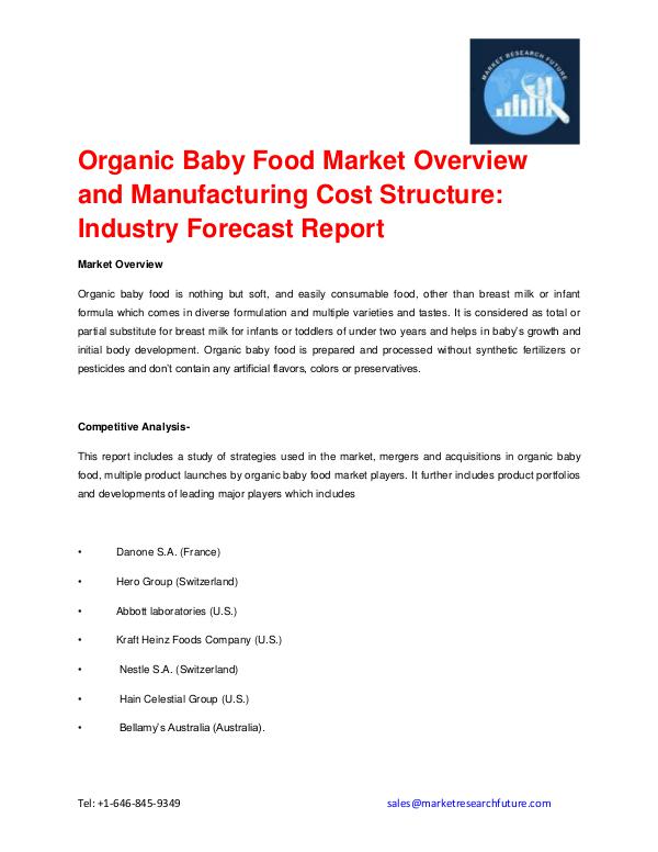 Organic Baby Food Market Overview, Top Manufacture