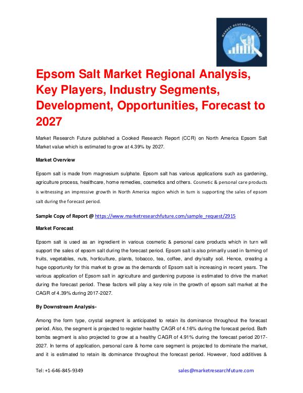 North America Epsom Salt Market to Grow at CAGR of