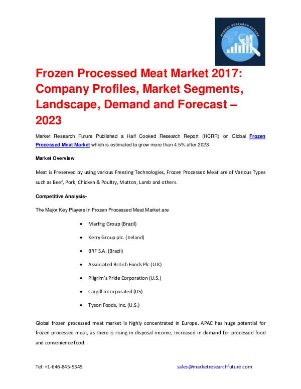Frozen Processed Meat Market outlook 2017-2023