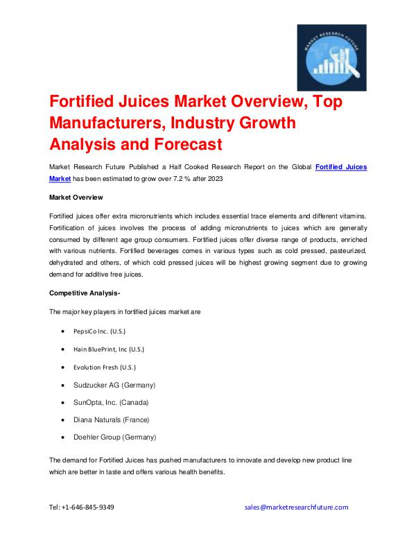 Fortified Juices Market outlook 2017-2023 explored