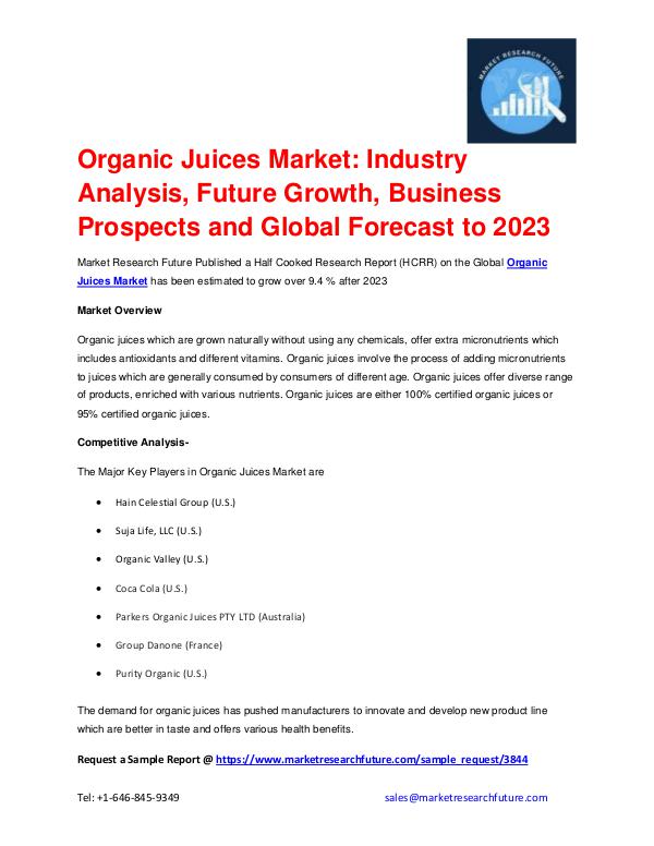 Market Research Future (Food and Beverages) Organic Juices Market outlook 2017-2023 explored i