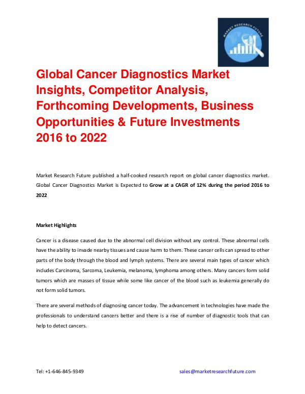Global Cancer Diagnostics Market is Estimated