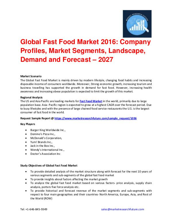 Global Fast Food Market Players Analysis