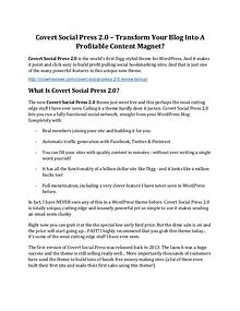Covert Social Press 2.0 review and $26,900 bonus - AWESOME!