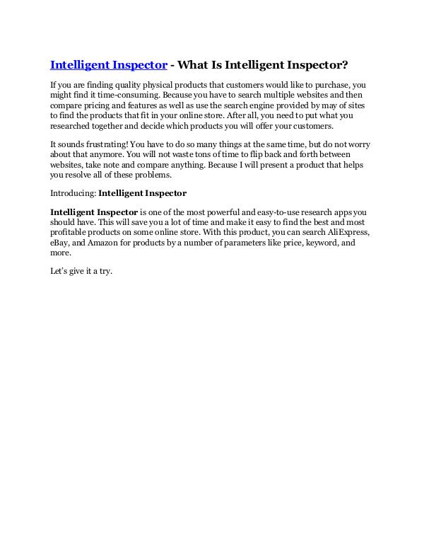 Intelligent Inspector review - Intelligent Inspect