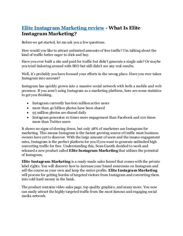 Elite Instagram Marketing Review & GIANT Bonus