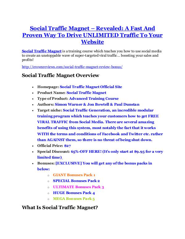 MarketingSocial Traffic Magnet Review-MEGA $22,400 Bonus & 65% DISCOUNT
