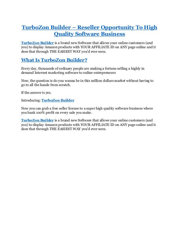 TurboZon Builder review - TurboZon Builder +100 bonus items TurboZon Builder review - TurboZon Builder +100 bo