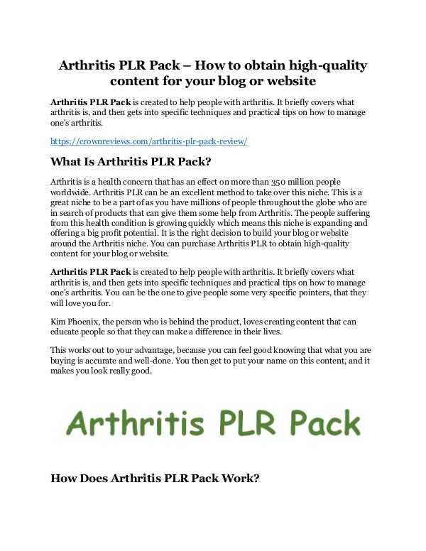 Arthritis PLR Pack Review - MASSIVE $23,800 BONUSES NOW! Arthritis PLR Pack review - I was shocked!