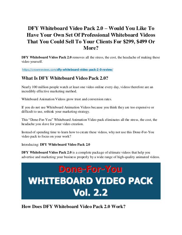 DFY Whiteboard Video Pack 2.0 review - I was shocked! DFY Whiteboard Video Pack 2.0 Review