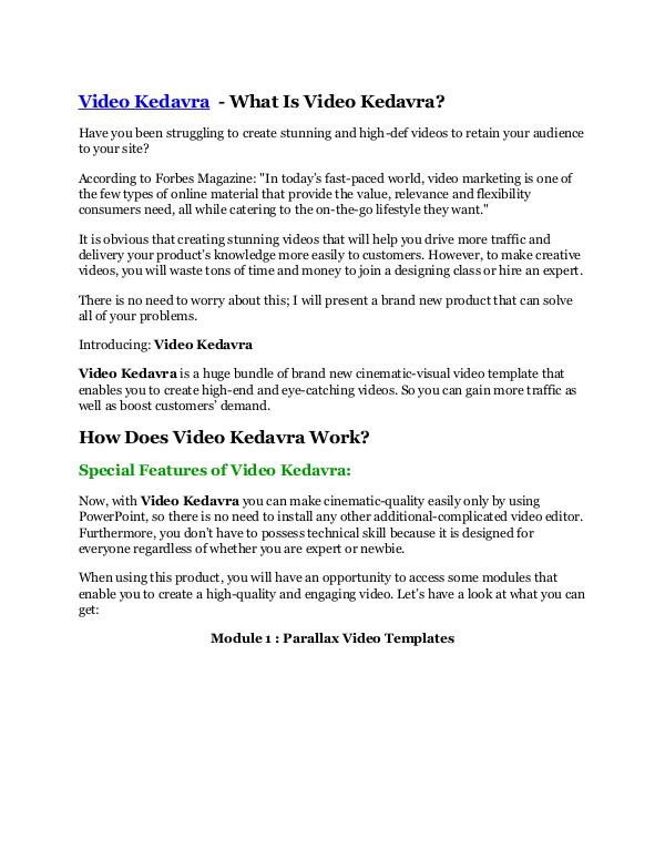 Markeitng Video Kedavra review in detail – Video Kedavra Mas