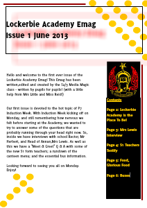 Lockerbie Academy News Release: Induction Week June 2013