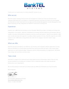 BankTEL Systems Letter of Introduction