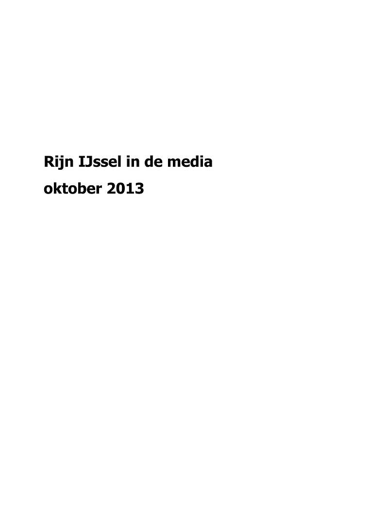 Rijn IJssel in de media oktober 2013