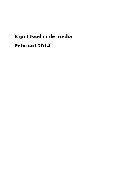 Rijn IJssel in de media februari 2014