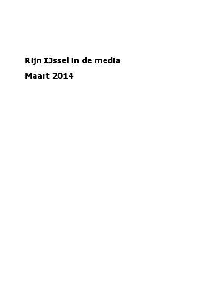 Rijn IJssel in de media maart 2014