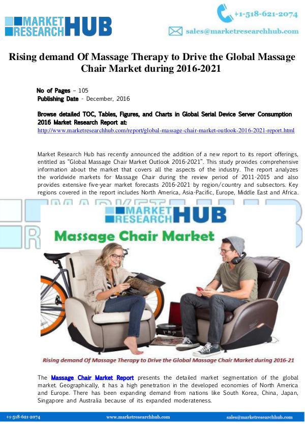 Global Massage Chair Market Research Report 2021