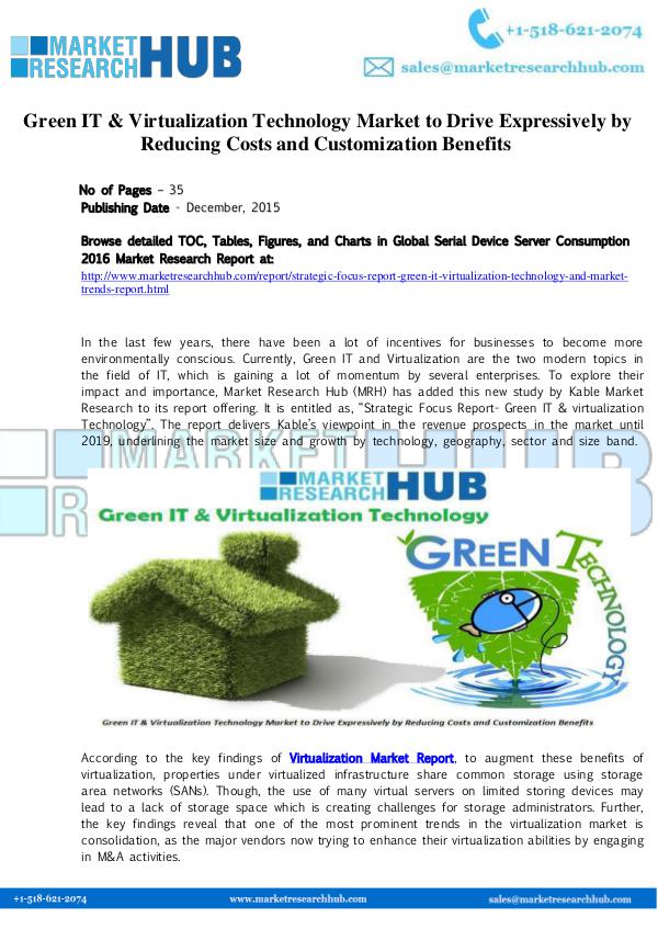Market Research Report Green IT & Virtualization Technology Market Report