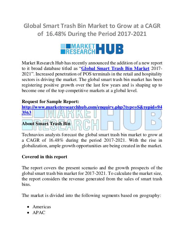 Market Research Report Global Smart Trash bin Market  Research Report