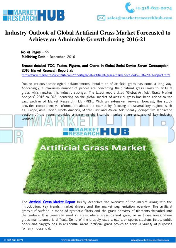 Market Research Report Artificial Grass Market Trends and Research Report