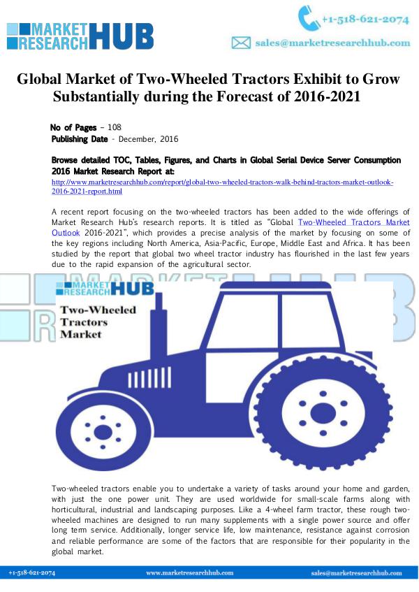 Global Two Wheeled Tractors Market Report 2021