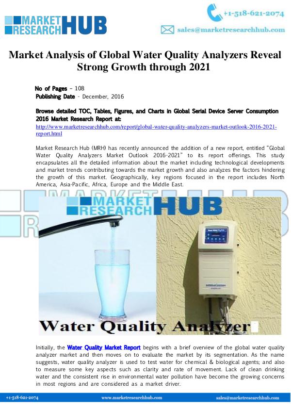Market Research Report Market Analysis of Global Water Quality Analyzers