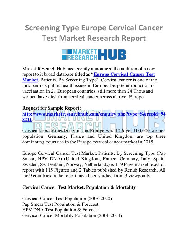 Screening Type Europe Cervical Cancer Test Market