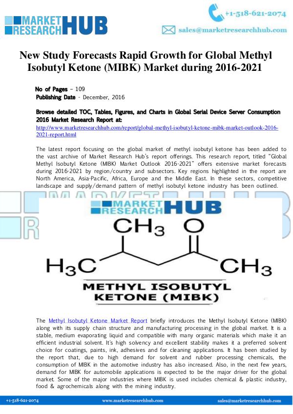 Global Methyl Isobutyl Ketone (MIBK) Market Report