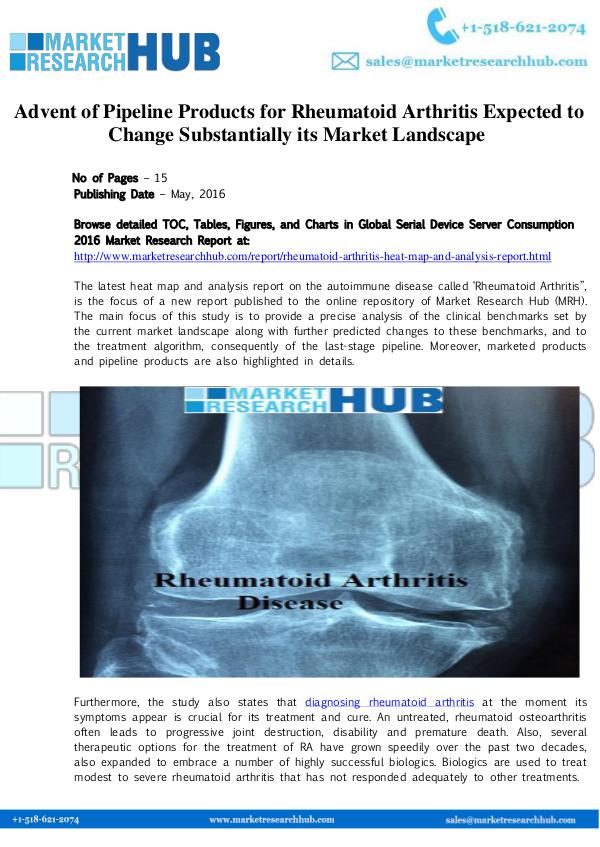 Advent of Pipeline Products  Rheumatoid Arthritis