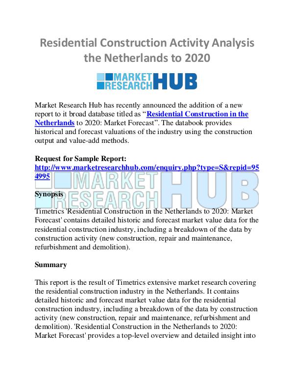 Market Research Report Netherland Residential Construction Industry