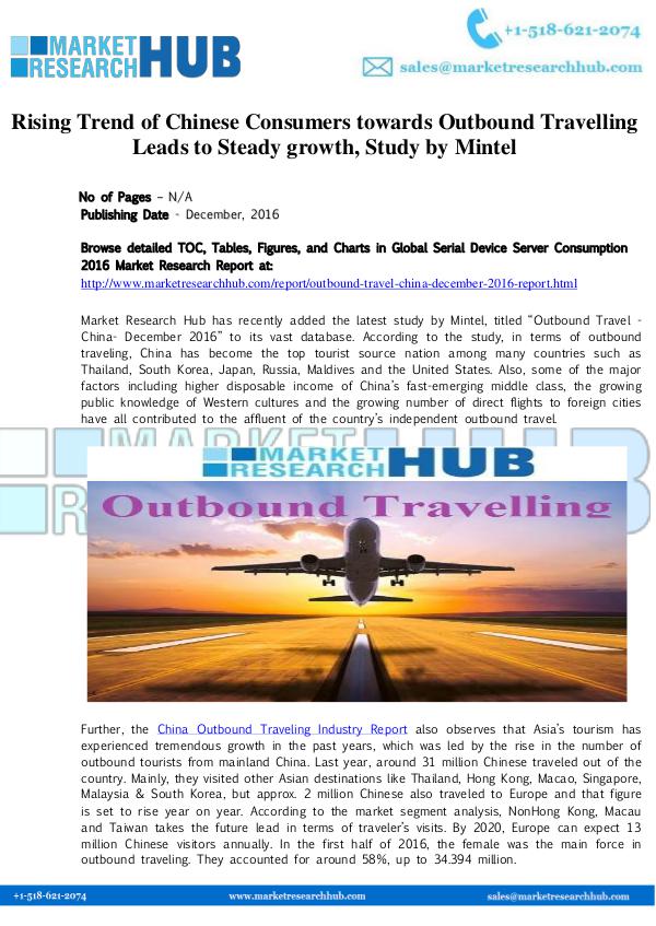 Market Research Report Chinese Consumers towards Outbound Travelling