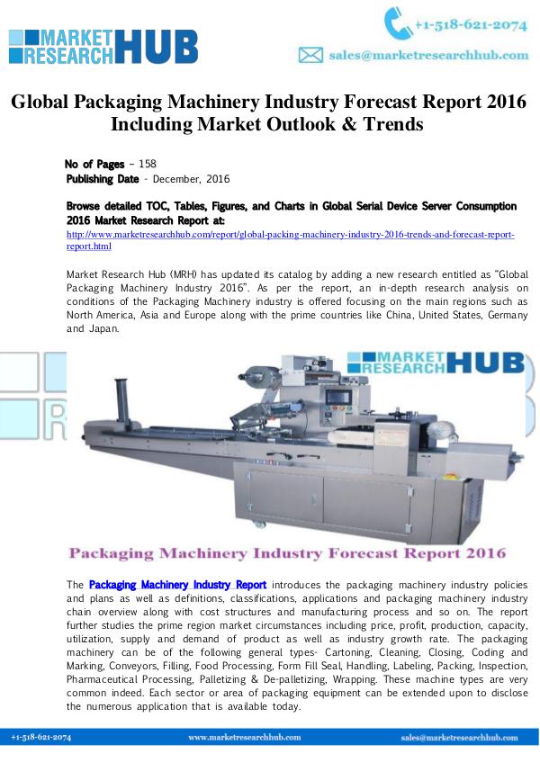 Market Research Report Global Packaging Machinery Industry Forecast Repor