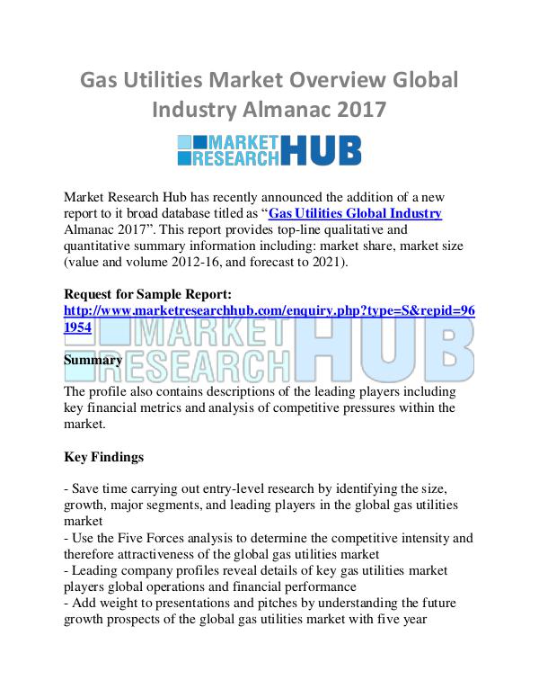 Gas Utilities Market Overview Global Industry