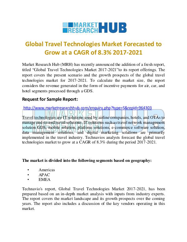 Market Research Report Global Travel Technologies Market Report