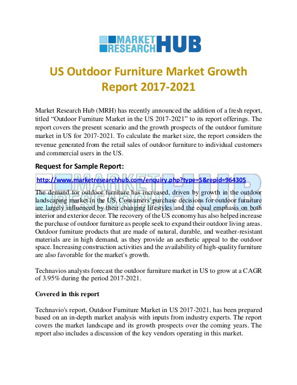 US Outdoor Furniture Market Growth Report 2017