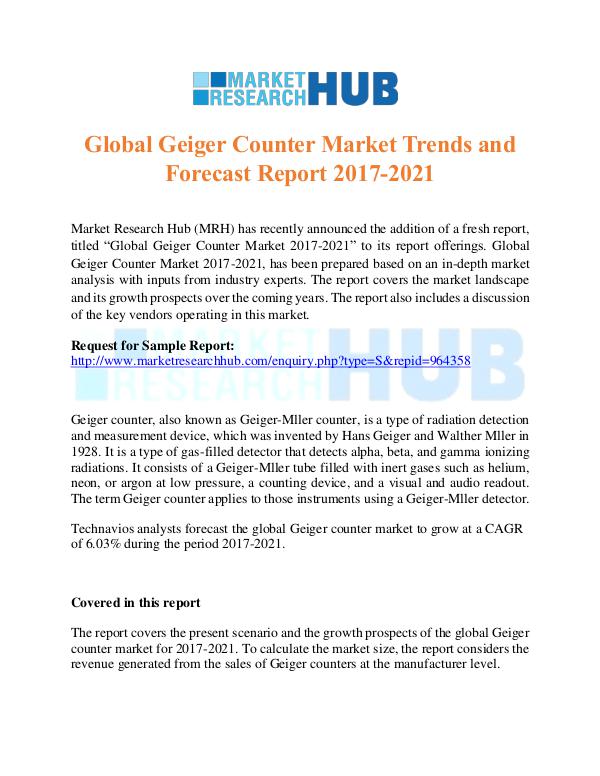 Market Research Report Global Geiger Counter Market Trends Report