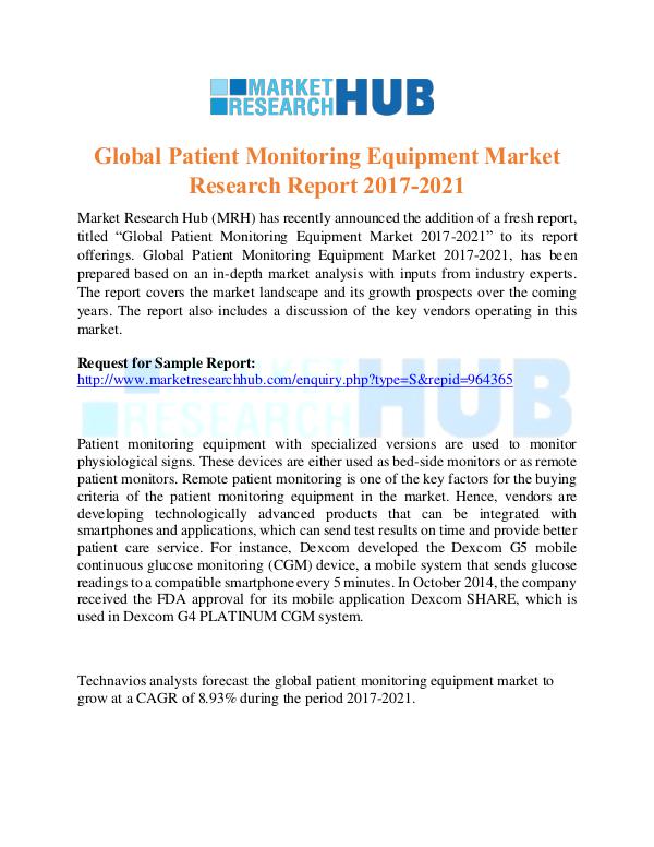 Market Research Report Global Patient Monitoring Equipment Market